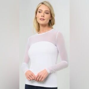 Anatomie Budah Women's White Mesh Long Sleeve Top